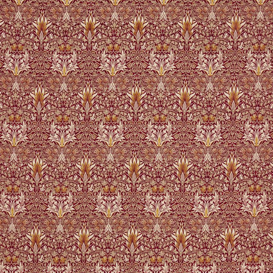 Snakeshead Velvet Fabric - Crimson/Saffron - Morris & Co - 236935 - Premier Wallcovering