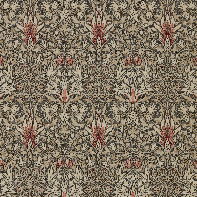 Snakeshead Wallpaper - Charcoal/Spice - Morris & Co - 216870 - Morris Wallpaper