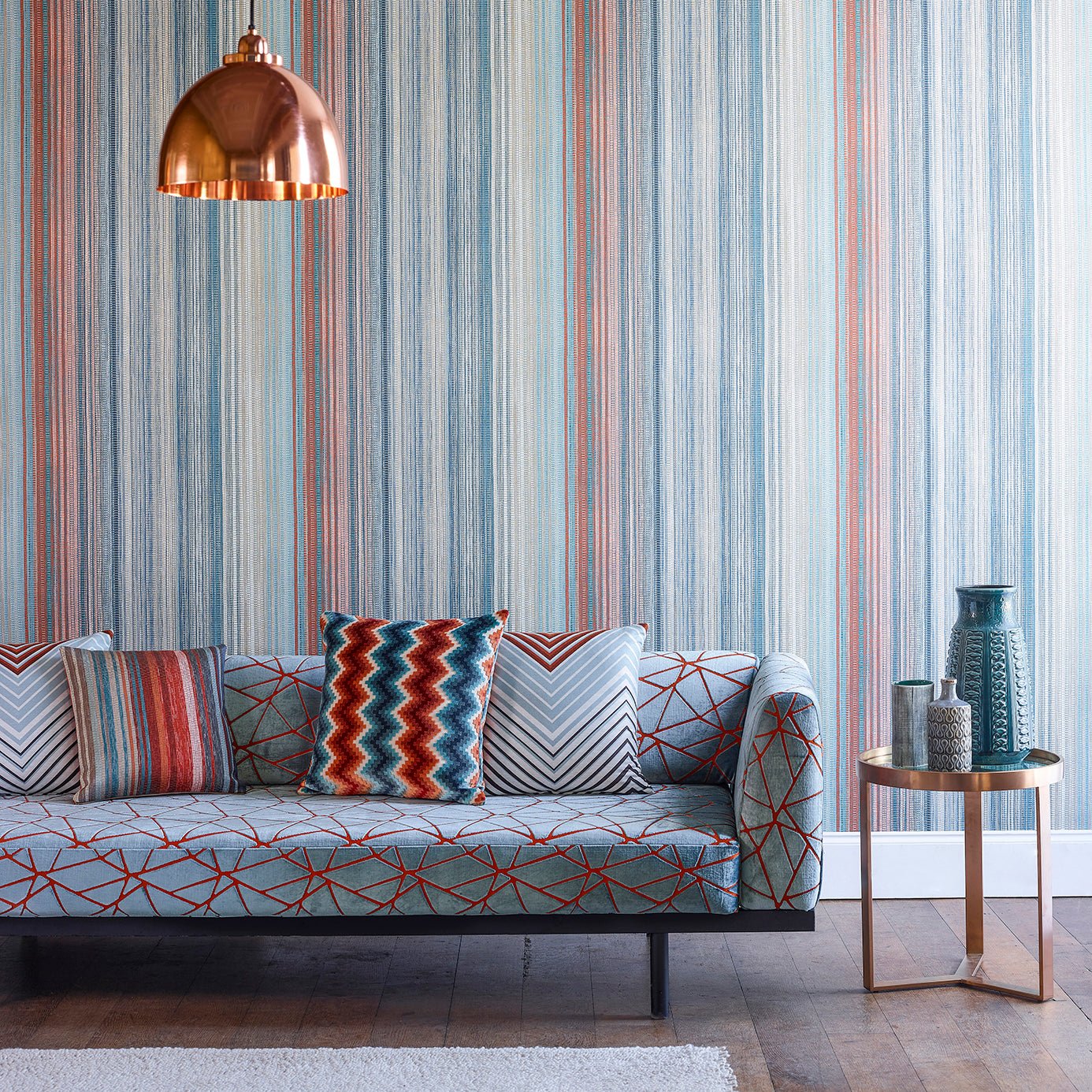 Spectro Stripe Wallpaper - Litchen/Graphite - Harlequin - HMWF111963 - Morris Wallpaper