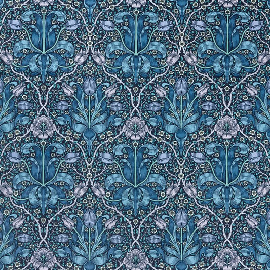 Spring Thicket Velvet Fabric - Midnight/Lilac - Morris & Co - 227206 - Premier Wallcovering