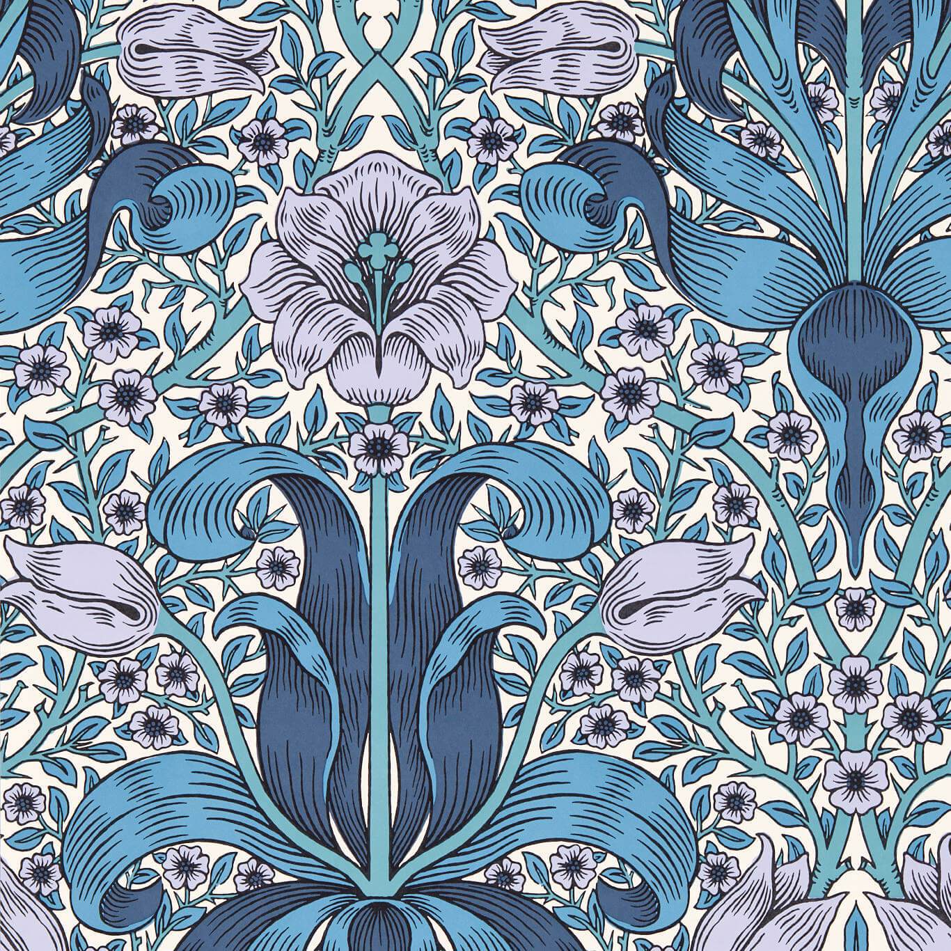 Spring Thicket Wallpaper - Indigo/Lilac - 217338 - Morris & Co