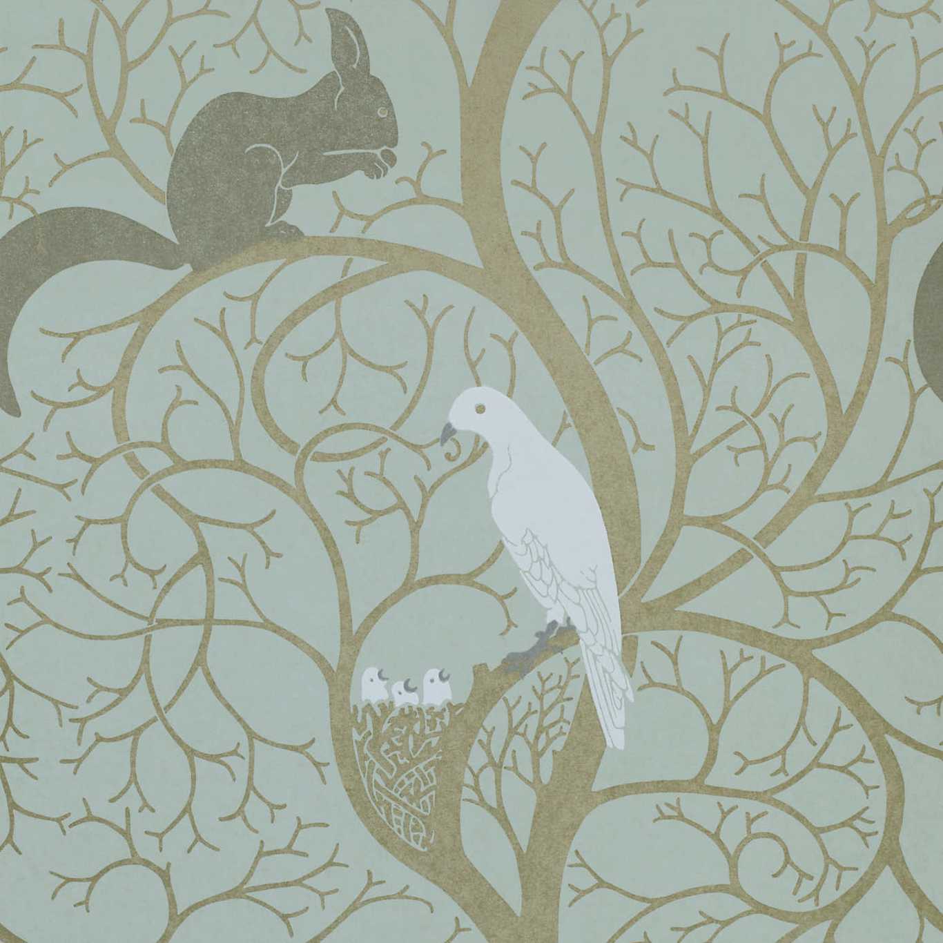 Squirrel & Dove Wallpaper - Eggshell/Ivory - DVIWSQ103 - Sanderson - One Sixty - Morris Wallpaper