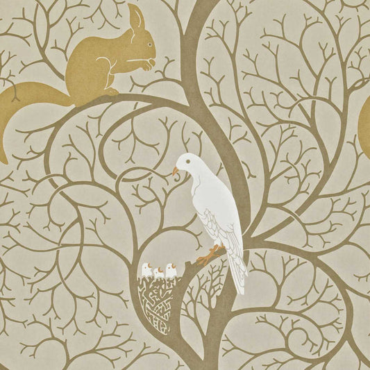 Squirrel & Dove Wallpaper - Linen/Ivory - DVIWSQ101 - Sanderson