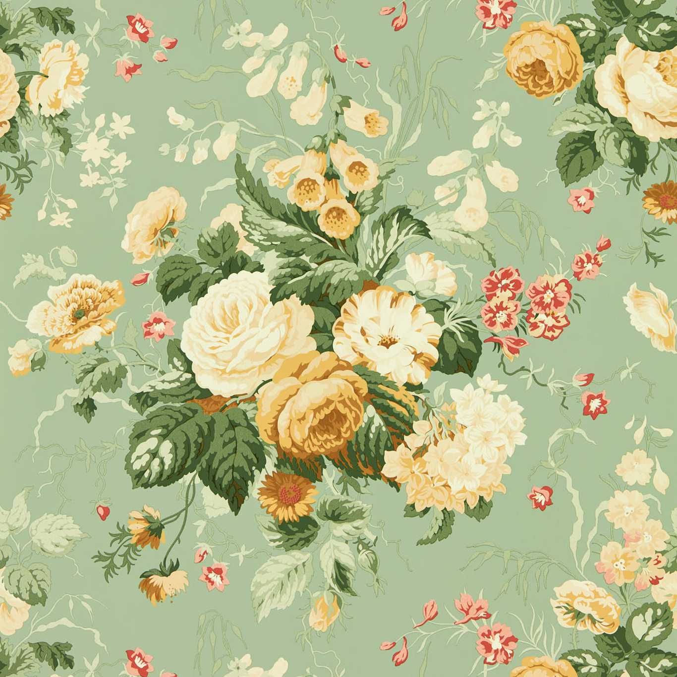 Stapleton Park Wallpaper - Sage/Honey - DOSW217047 - Sanderson