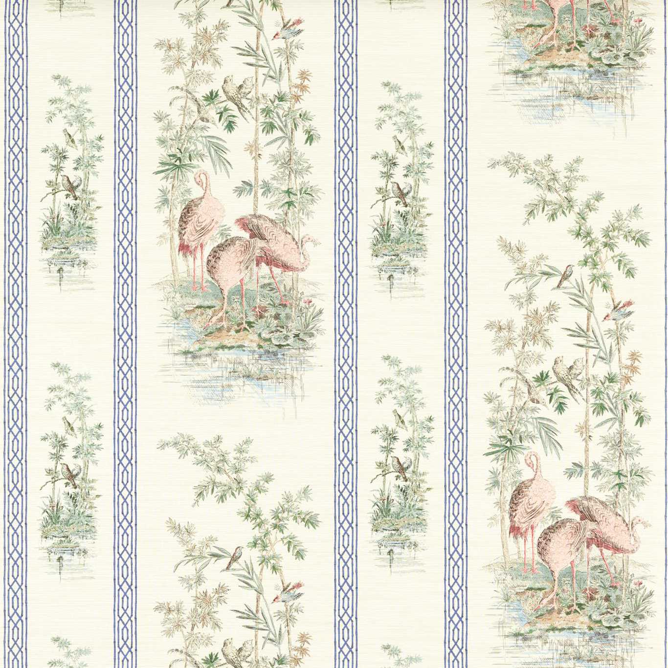 Storks & Thrushes Wallpaper - Tuscan Pink / Cobalt - ZCOT313032 - Zoffany - Premier Wallcovering