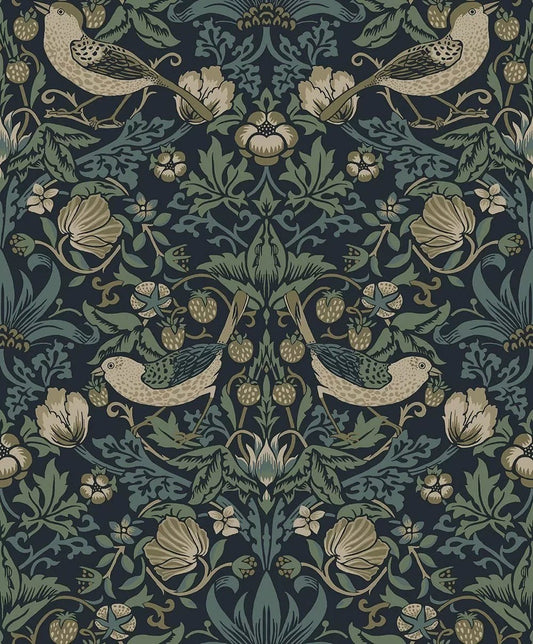 Strawberry Garden Peel & Stick Wallpaper - Blue - NW55402
