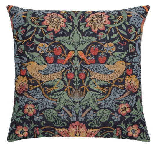 Strawberry Thief Blue Birds Regular Cushion with Feather Filler - Hines - 925 - Morris Wallpaper
