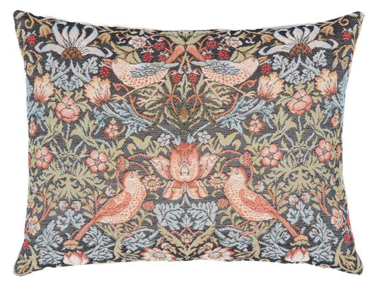 Strawberry Thief Charcoal Cushion with Feather Filler - Hines - 584.O - Morris Wallpaper