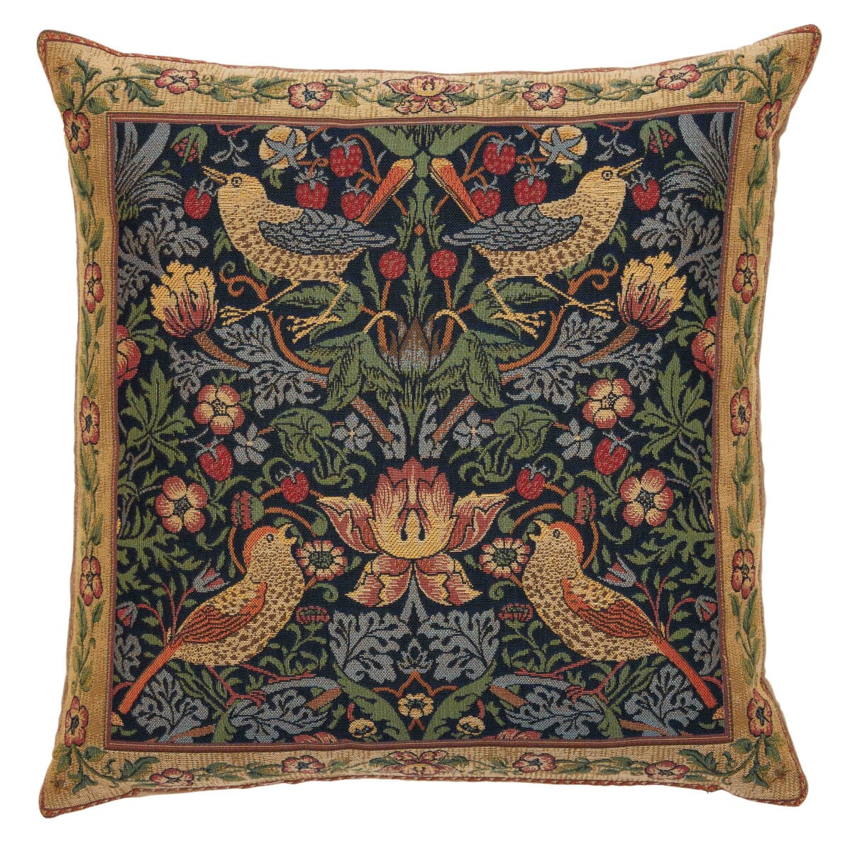 Strawberry Thief Classic Tapestry Cushion with Feather Filler - Hines - 1006 - Morris Wallpaper
