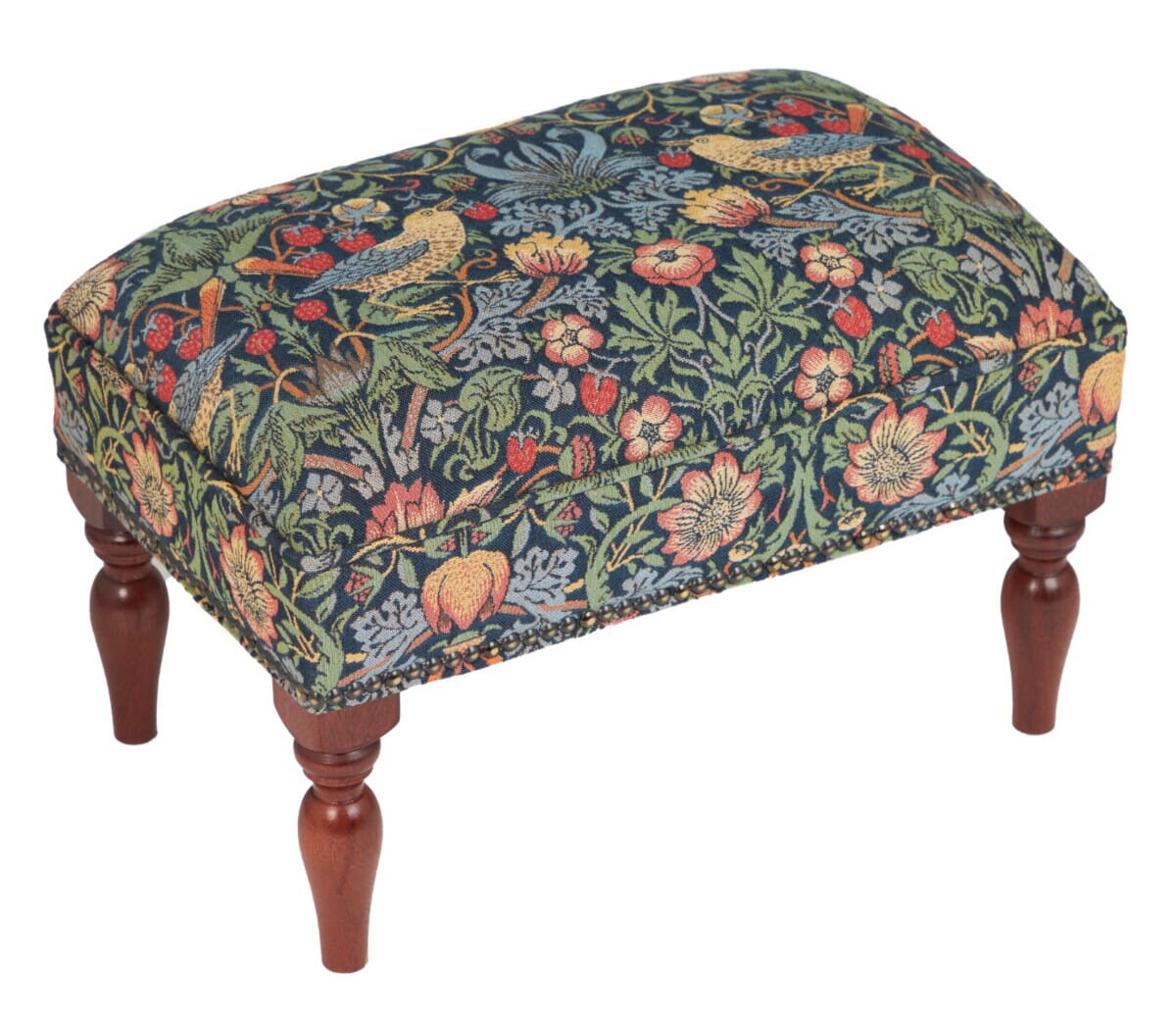 Strawberry Thief Classic Upholstered Stool - Hines of Oxford - AS927 - Morris Wallpaper