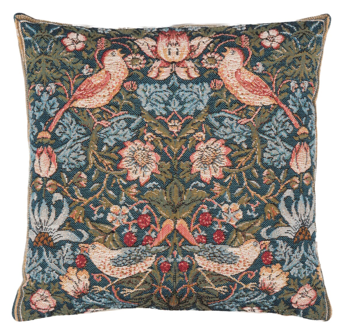 Strawberry Thief Cushion with Feather Filler - Hines - 350M - Morris Wallpaper