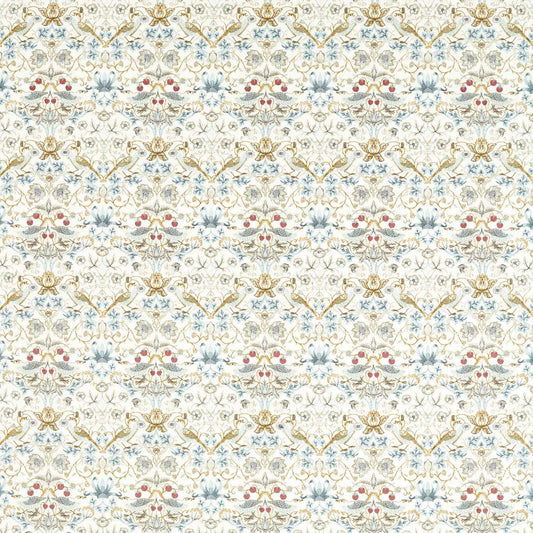 Strawberry Thief Embroidery Fabric - Denim - Clarke & Clarke - F1745/02 - Morris Wallpaper