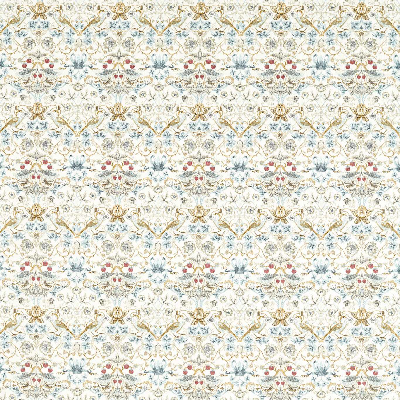 Strawberry Thief Embroidery Fabric - Denim - F1745/02 - Clarke & Clarke