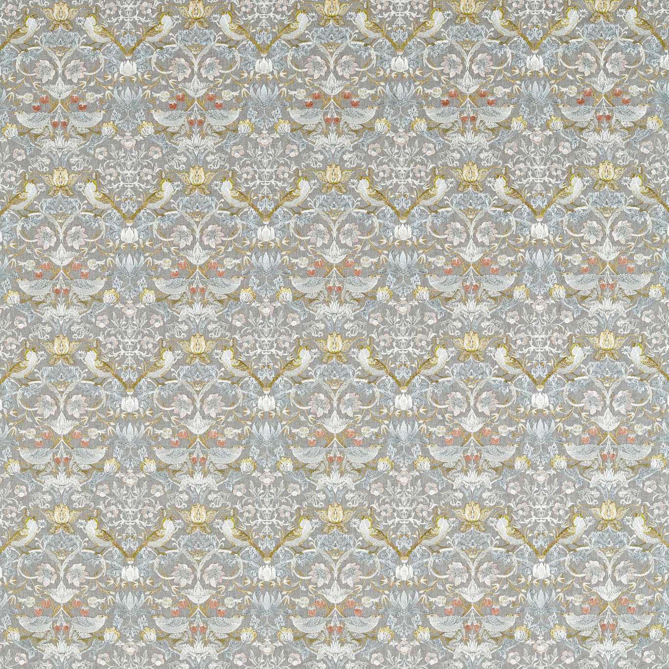 Strawberry Thief Embroidery Fabric - Slate/Blush - F1745/03 - Clarke & Clarke