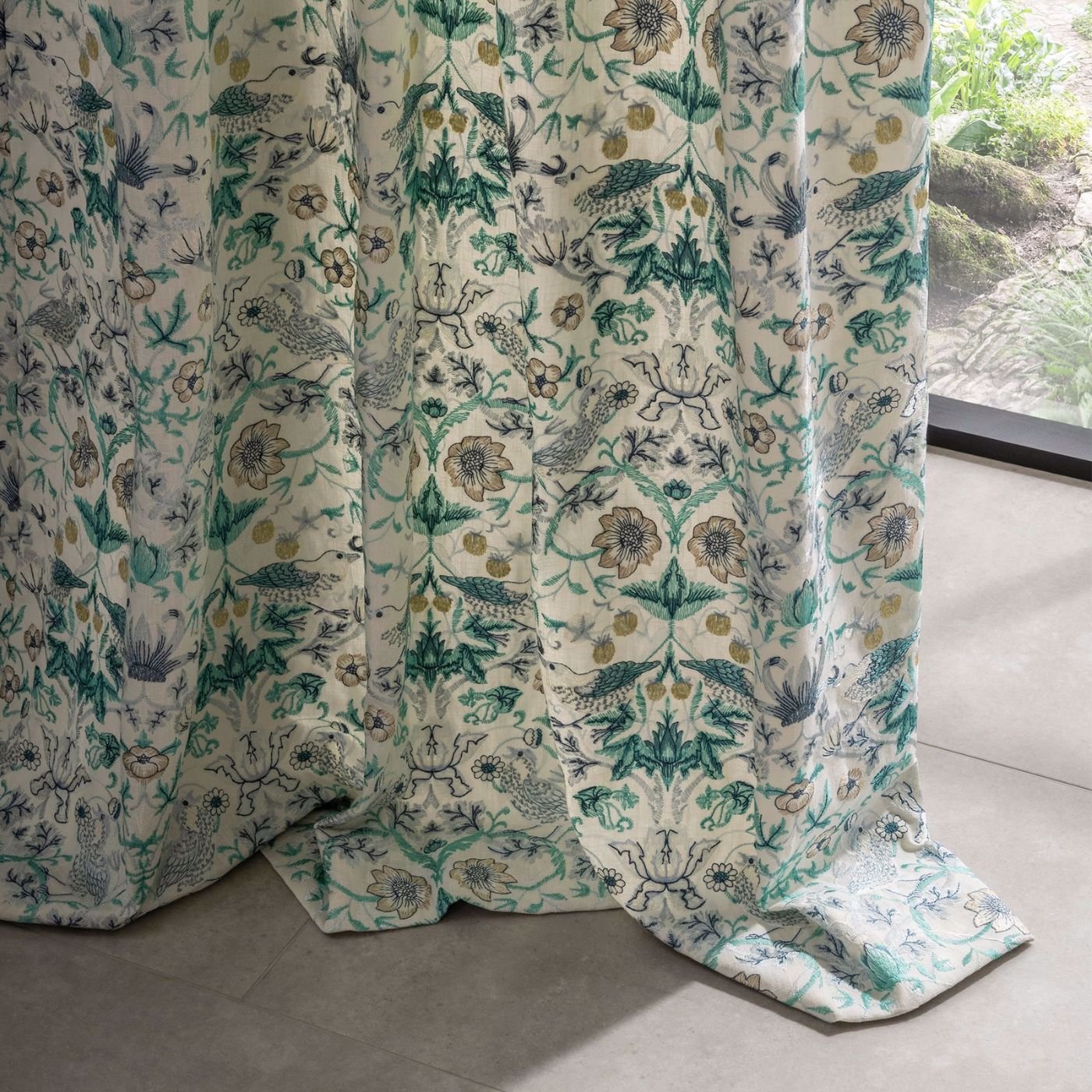 Strawberry Thief Embroidery Fabric - Teal - F1745/04 - Clarke & Clarke