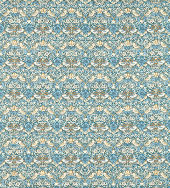 Strawberry Thief Fabric - Denim/Spice - F1678/06 - Clarke & Clarke
