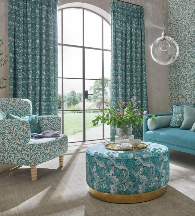 Strawberry Thief Fabric - Teal - F1678/01 - Clarke & Clarke