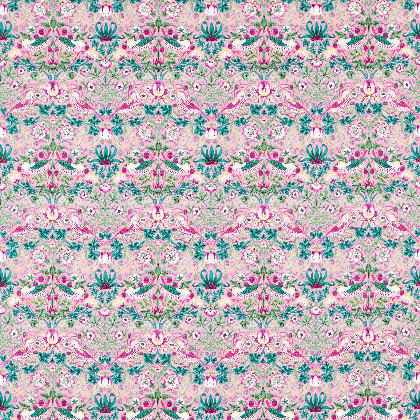 Strawberry Thief Fabric - Miami Strip - Morris & Co - 520017 - Premier Wallcovering