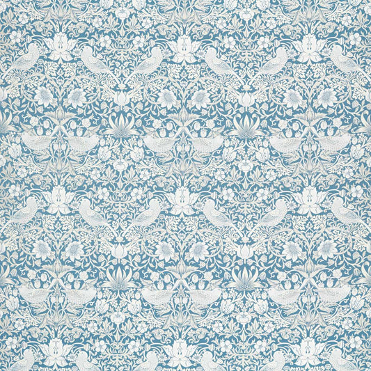 Strawberry Thief Jacquard Fabric - Denim - Clarke & Clarke - F1746/02 - Morris Wallpaper