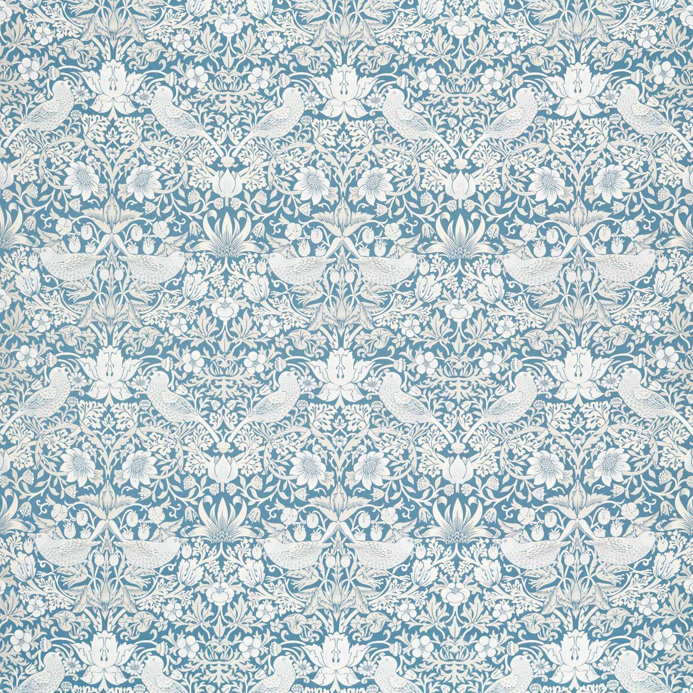 Strawberry Thief Jacquard Fabric - Denim - F1746/02 - Clarke & Clarke
