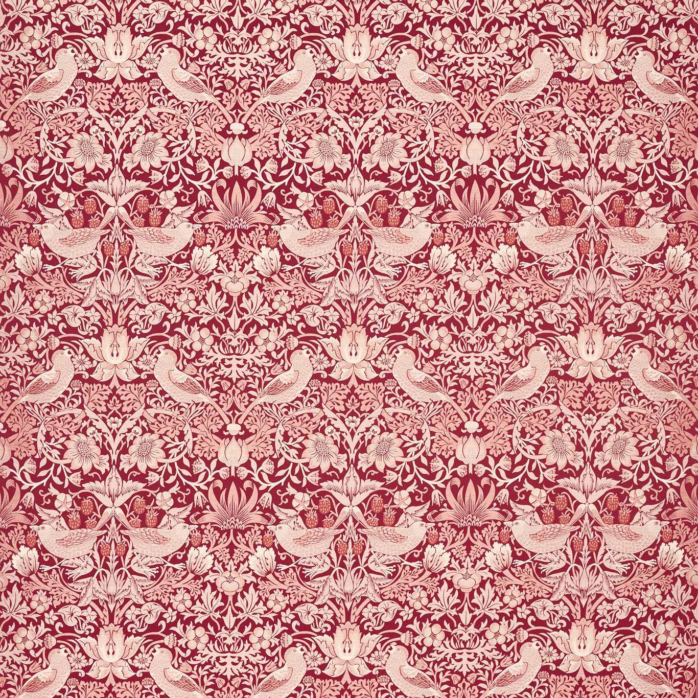 Strawberry Thief Jacquard Fabric - Plum - Clarke & Clarke - F1746/05 - Morris Wallpaper