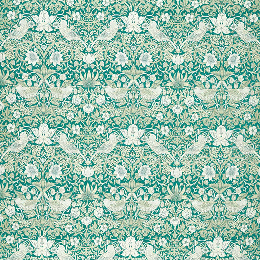 Strawberry Thief Jacquard Fabric - Teal - F1746/06 - Clarke & Clarke