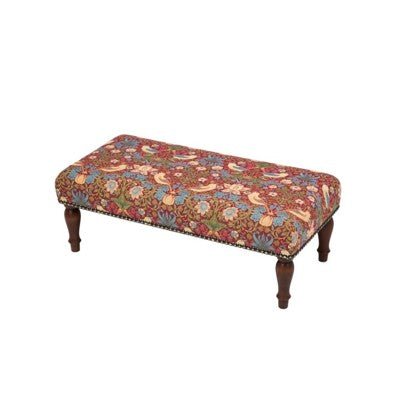 Strawberry Thief Red Upholstered Regular Stool - Hines of Oxford - RS1073 - Morris Wallpaper