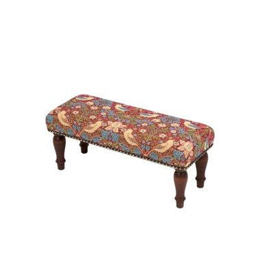 Strawberry Thief Red Upholstered Stool - Hines of Oxford - NS1073 - Morris Wallpaper