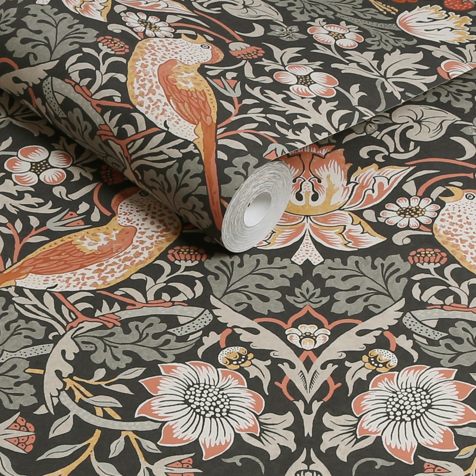 Strawberry Thief Wallpaper - Charcoal - 124230 - William Morris AH - Premier Wallcovering