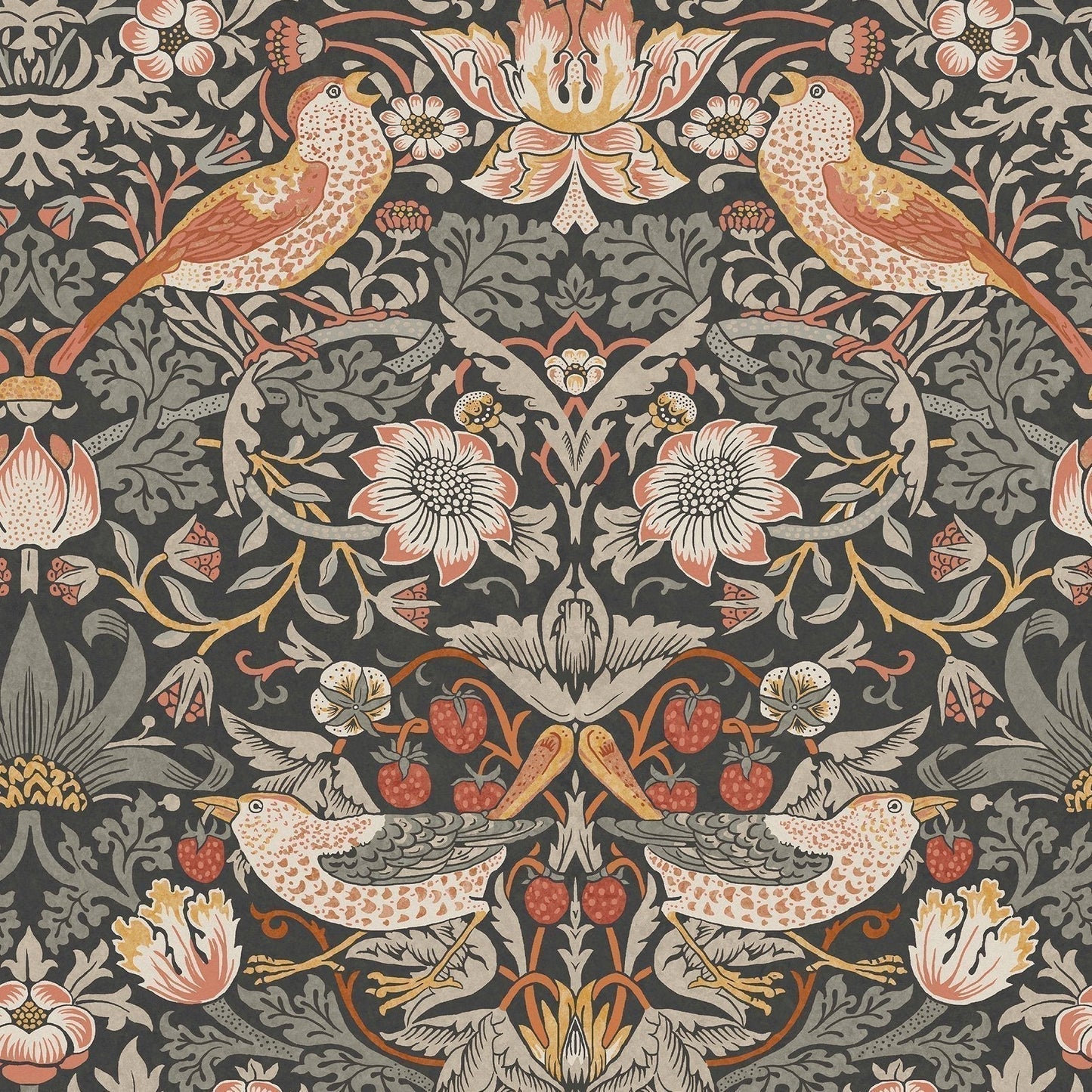 Strawberry Thief Wallpaper - Charcoal - 124230 - William Morris AH - Premier Wallcovering