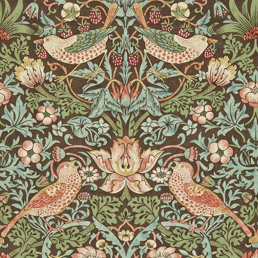 Strawberry Thief Wallpaper - Chocolate/Slate - Morris & Co - 216868 - Morris Wallpaper