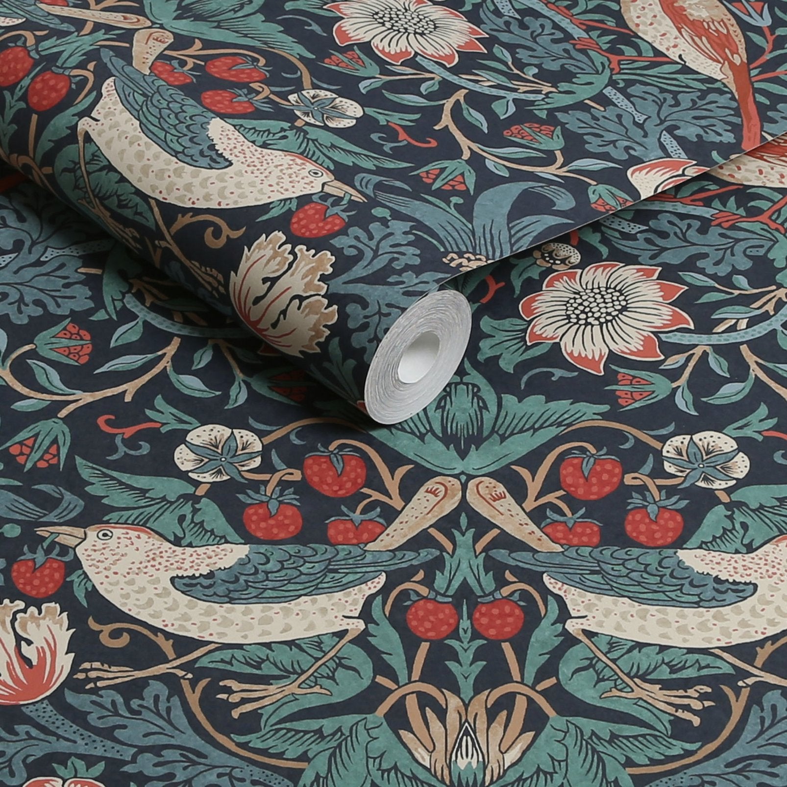 Strawberry Thief Wallpaper - Deep Blue - 124231 - William Morris AH - Premier Wallcovering