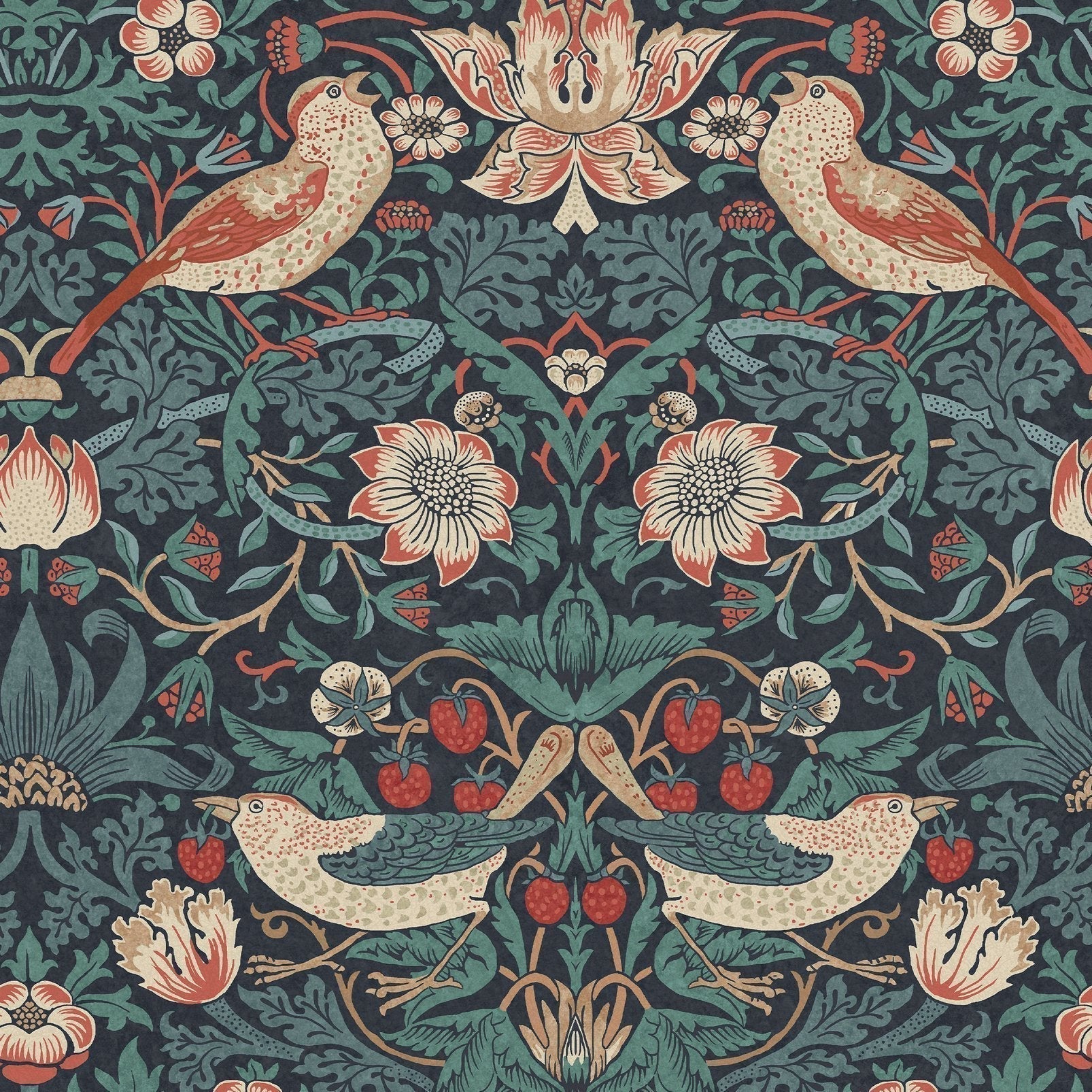Strawberry Thief Wallpaper - Deep Blue - 124231 - William Morris AH - Premier Wallcovering