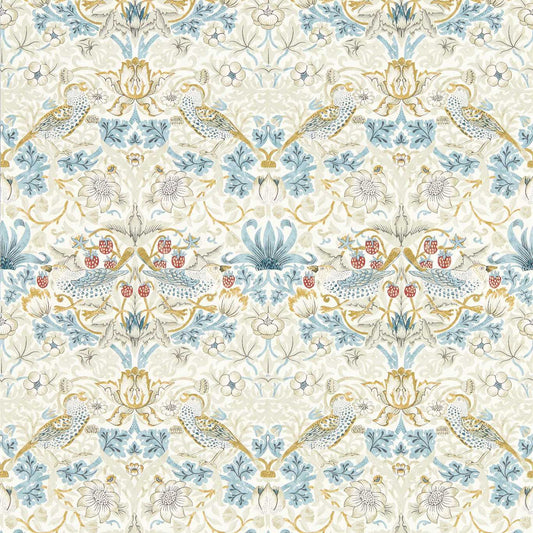 Strawberry Thief Wallpaper - Linen/Plum - Clarke & Clarke - W0171/03 - Morris Wallpaper
