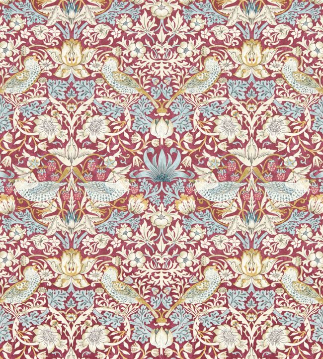 Strawberry Thief Wallpaper - Plum - W0171/04 - Clarke & Clarke - Morris Wallpaper