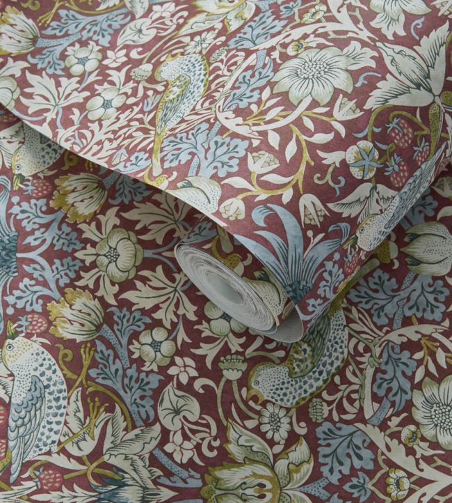 Strawberry Thief Wallpaper - Plum - W0171/04 - Clarke & Clarke - Morris Wallpaper