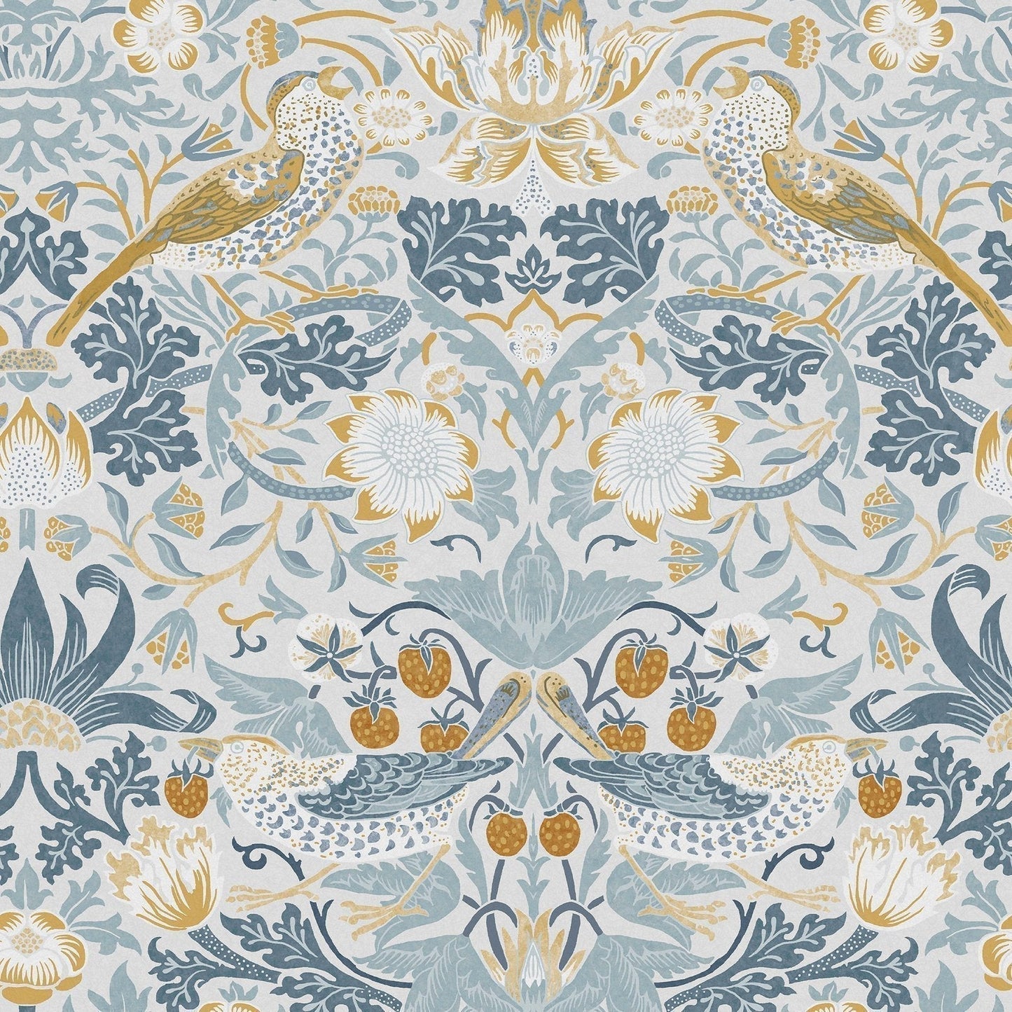 Strawberry Thief Wallpaper - Soft Blue - 124232 - William Morris AH - Premier Wallcovering