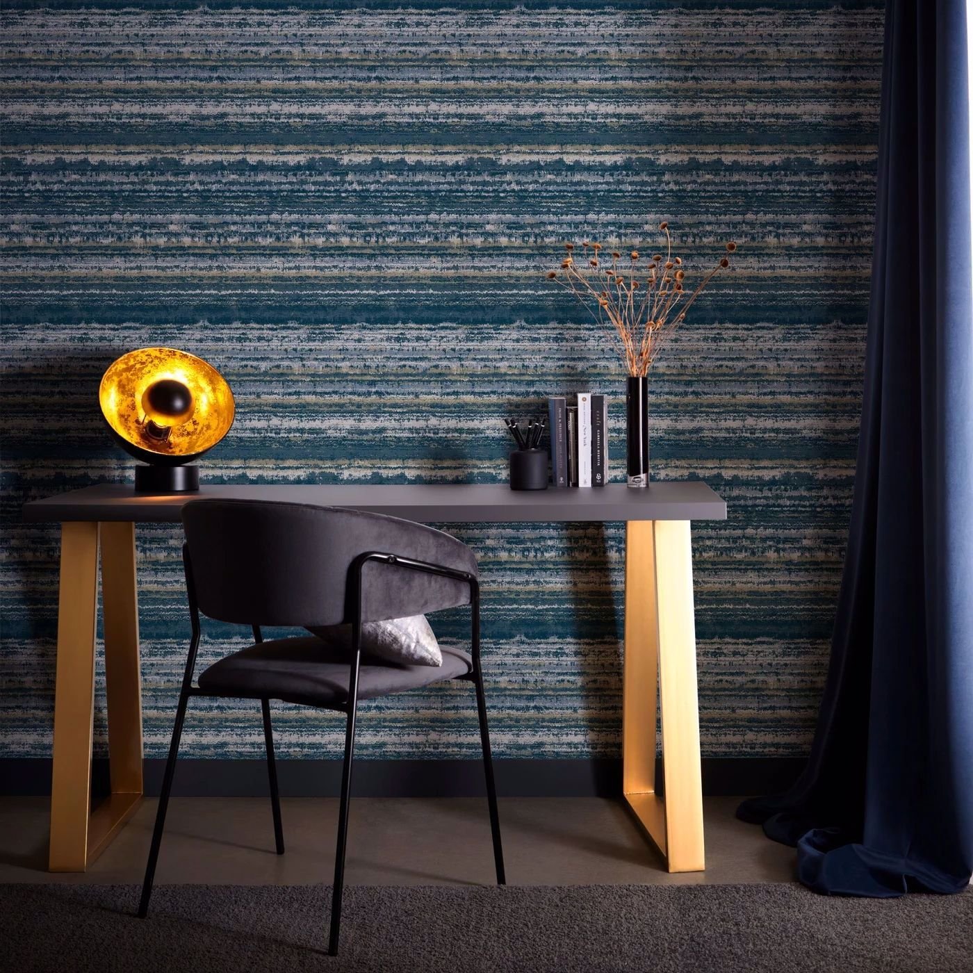 Striatus Wallpaper - Midnight - Clarke & Clarke - W0211/02 - Morris Wallpaper