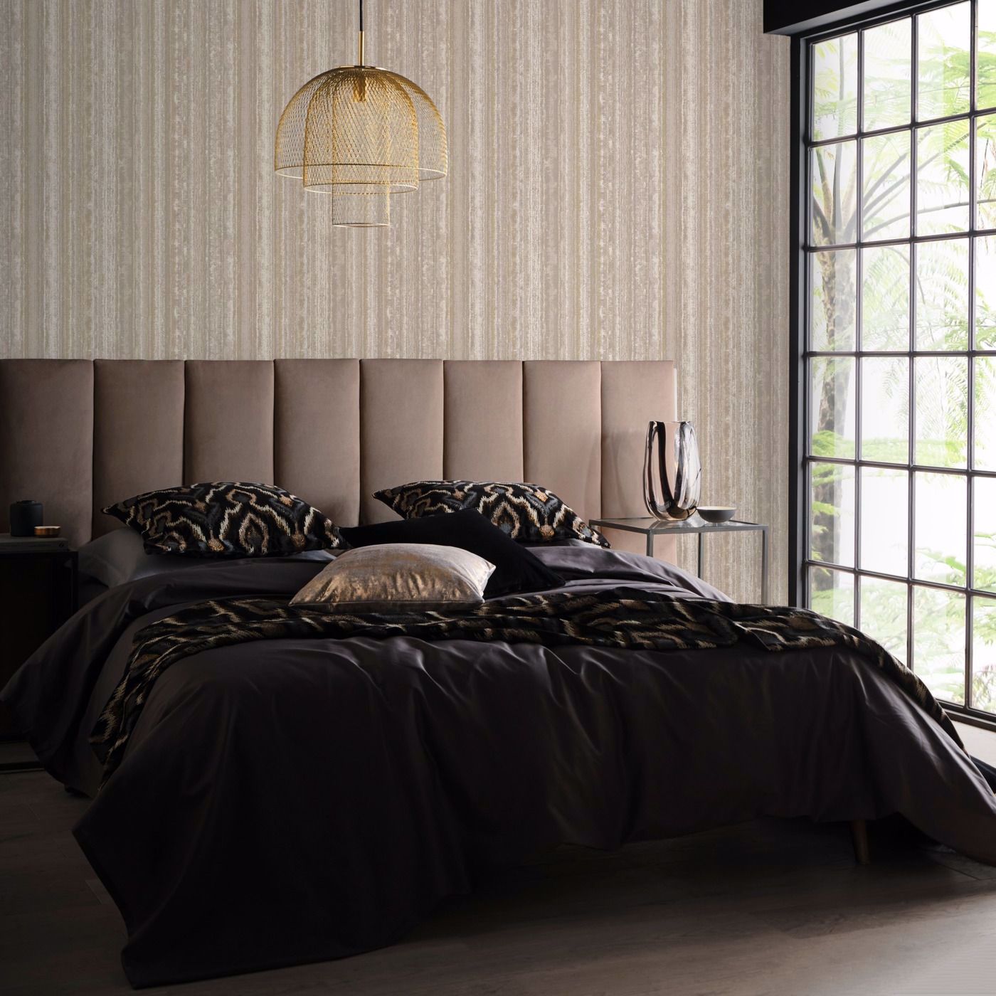 Striatus Wallpaper - Pebble - Clarke & Clarke - W0211/04 - Morris Wallpaper