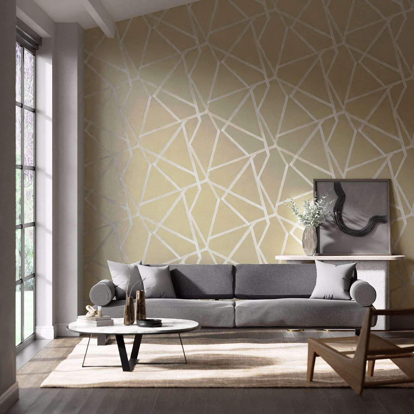 Sumi Wallpaper - Pebble/Chalk - Harlequin - HMOW110883 - Morris Wallpaper