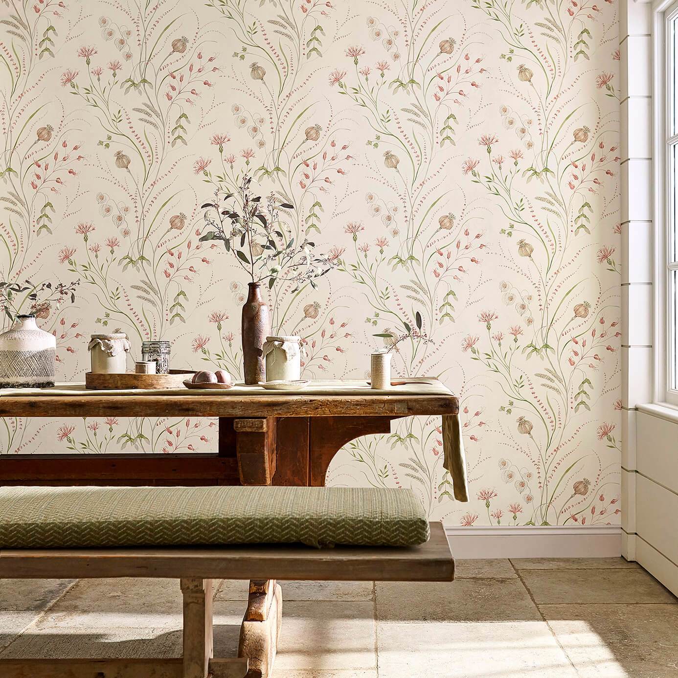 Summer Harvest Wallpaper - Claret/Olive - Sanderson - DEBB216495 - Morris Wallpaper