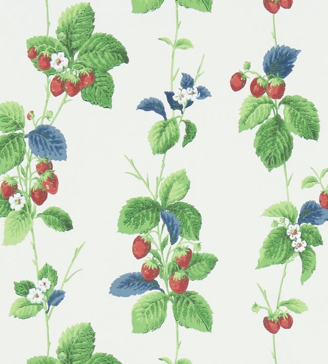 Summer Strawberries Wallpaper - Strawberry/Leaf - DVIN214592 - Sanderson - Morris Wallpaper