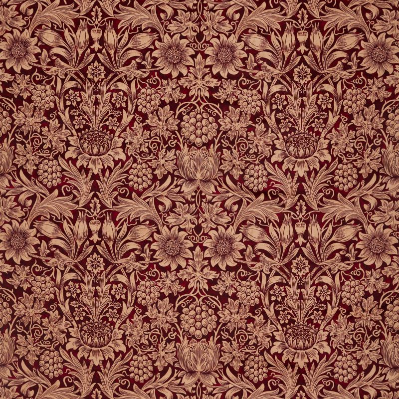 Sunflower Velvet Fabric - Kermes/Birch - Morris & Co - 236928 - Premier Wallcovering