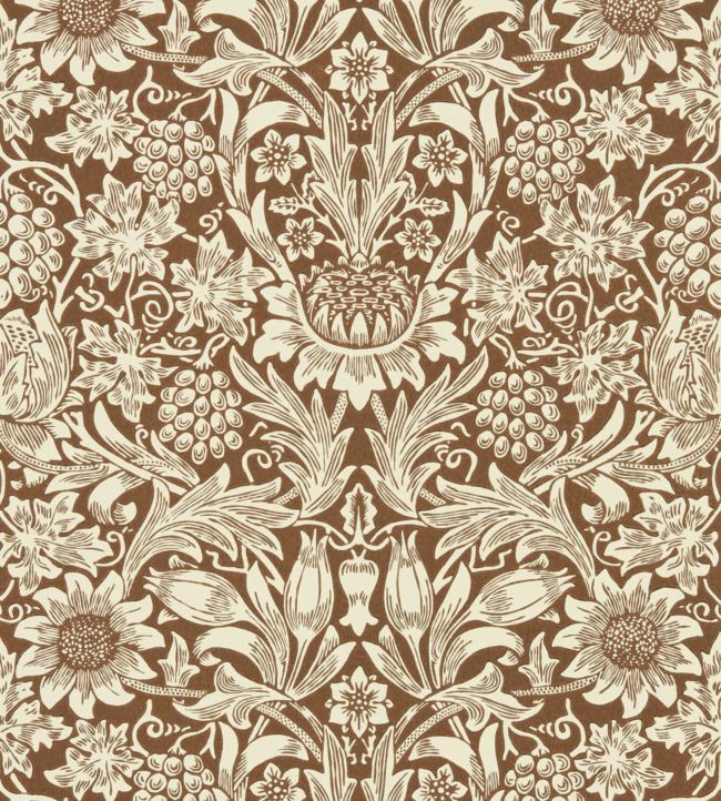 Sunflower Wallpaper - Chocolate/Cream - DBPW216961 - Morris & Co - Morris Wallpaper
