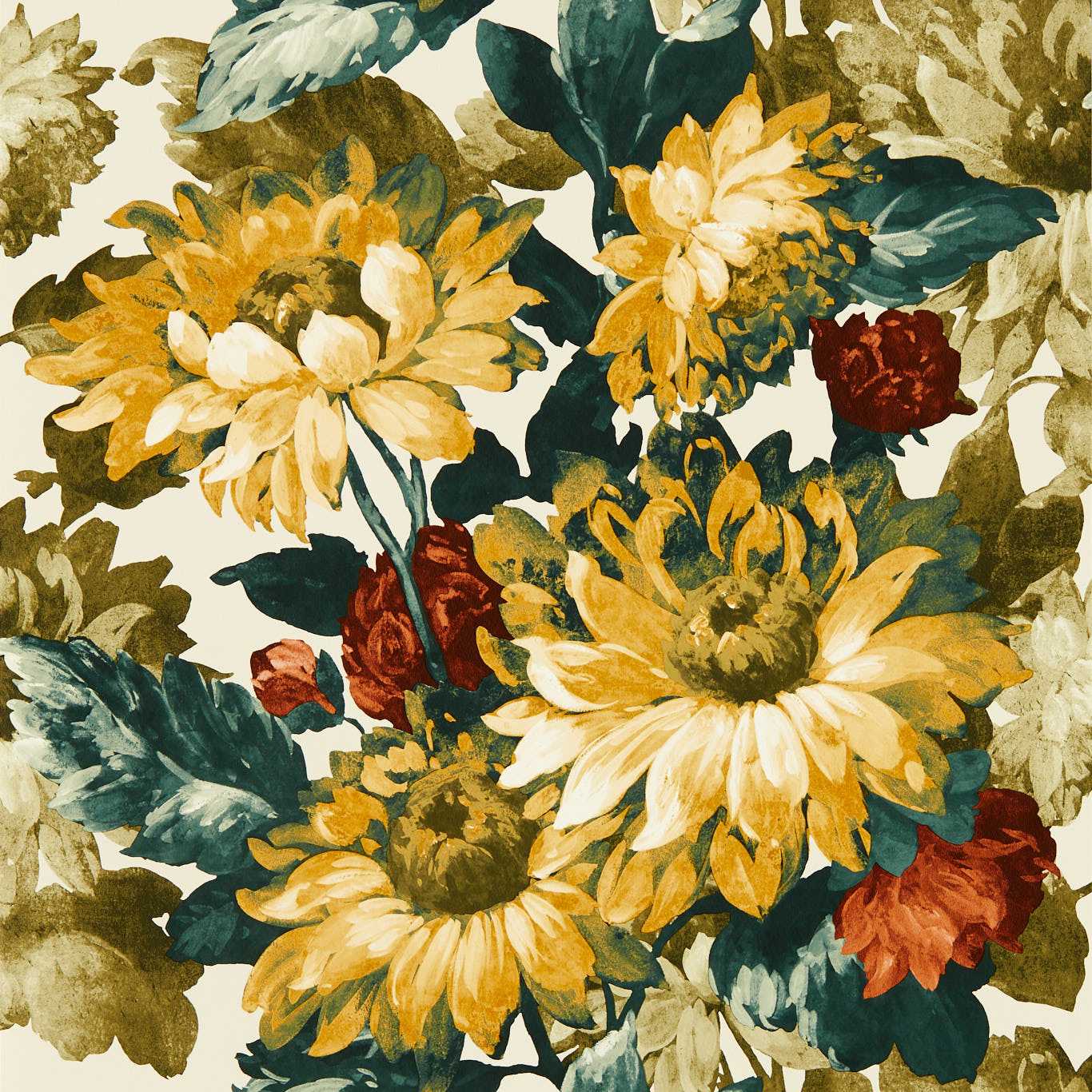 Sunforest Wallpaper - Olive/Russet - Clarke & Clarke - W0162/03 - Morris Wallpaper