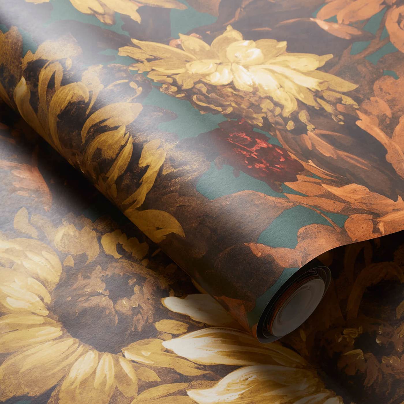 Sunforest Wallpaper - Sage/Russet - Clarke & Clarke - W0162/04 - Morris Wallpaper