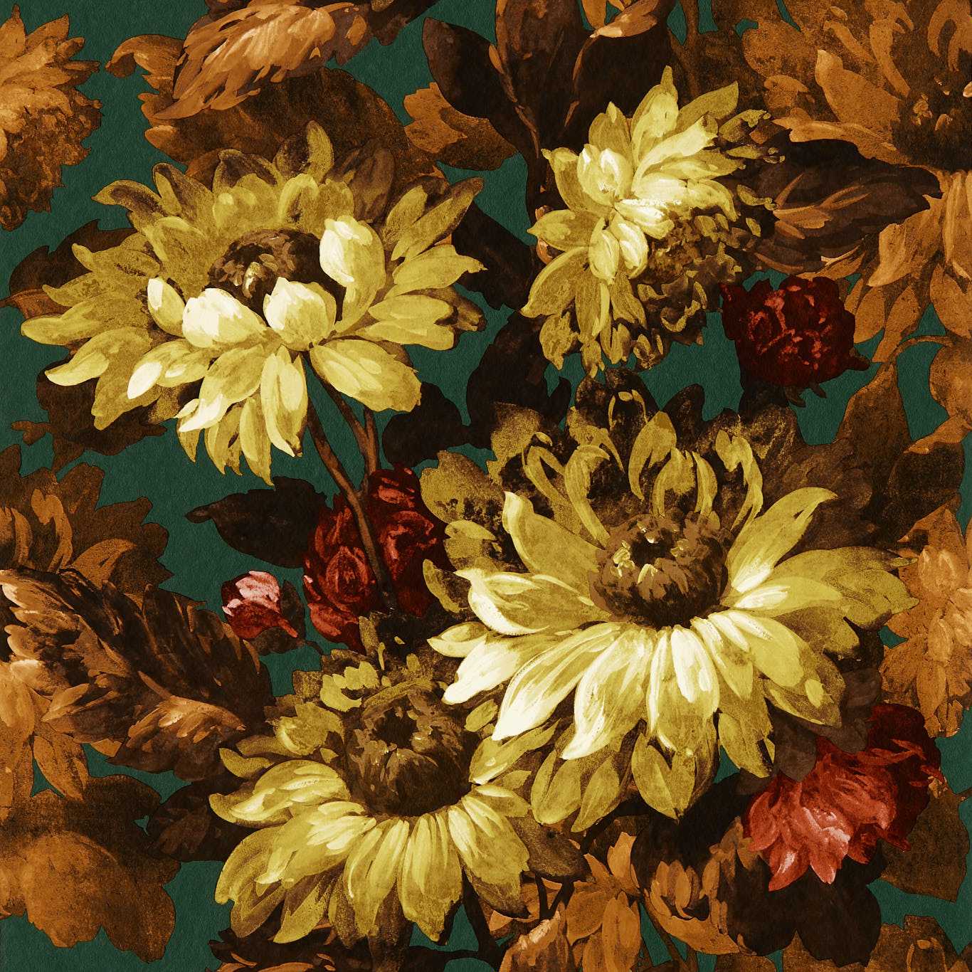 Sunforest Wallpaper - Sage/Russet - Clarke & Clarke - W0162/04 - Morris Wallpaper