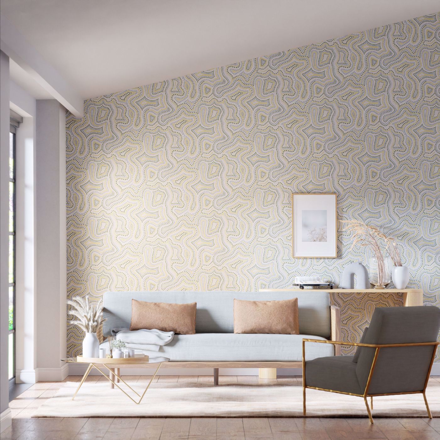 Sunstone Wallpaper - Celestial/Fig Leaf/Nectar - Harlequin - HC4W113042 - Morris Wallpaper