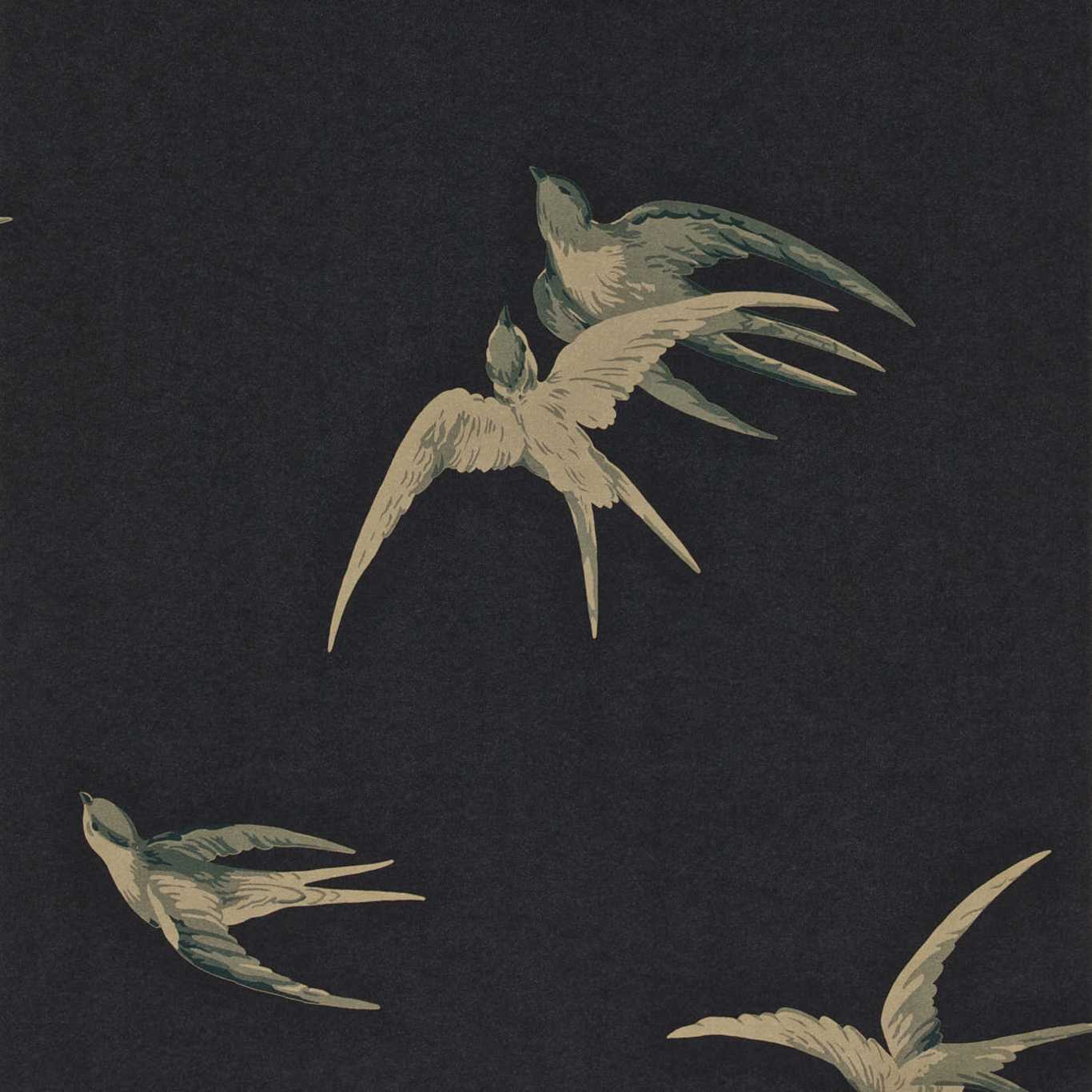 Swallows Wallpaper - Black - DVIWSW105 - Sanderson - One Sixty - Morris Wallpaper