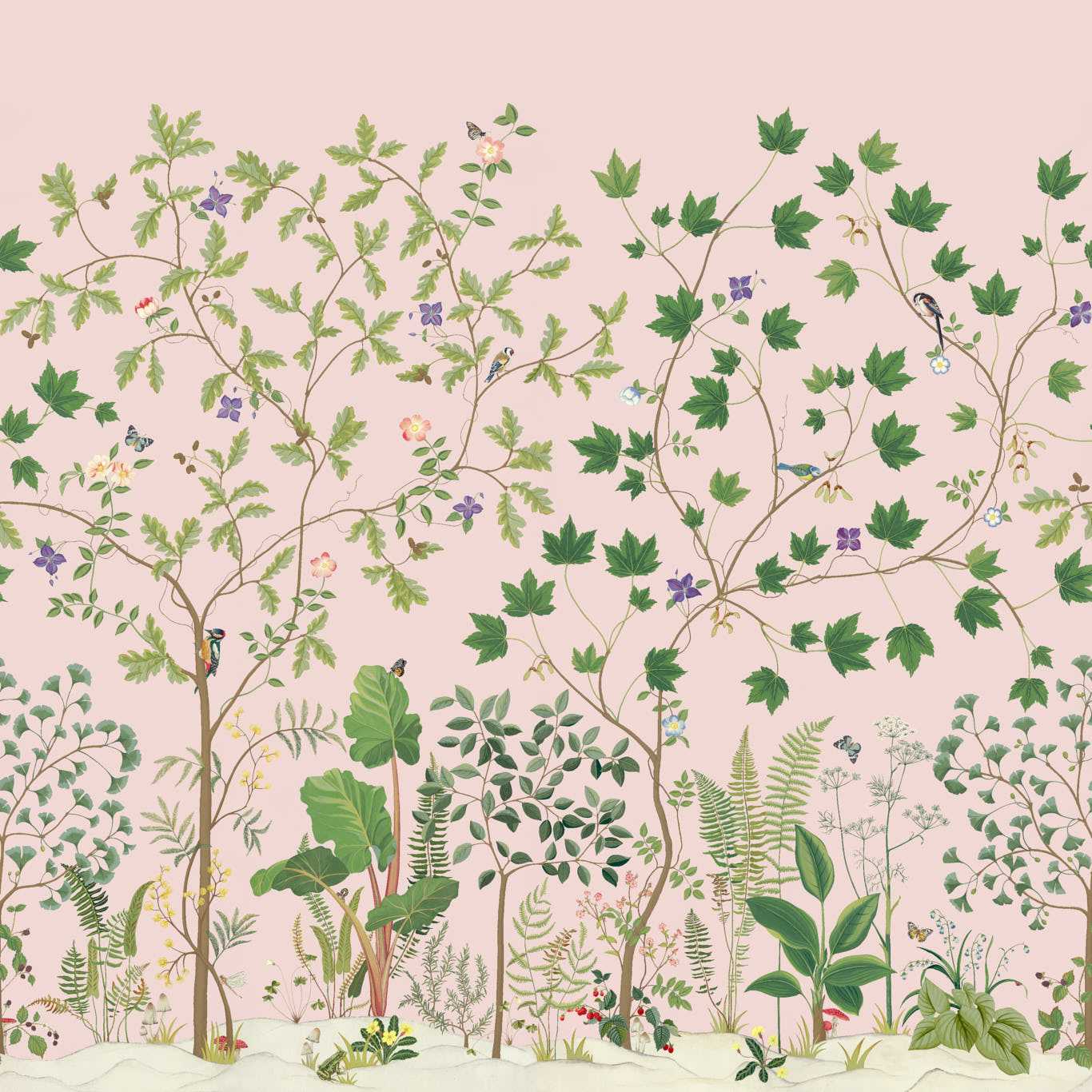 Sycamore And Oak Wallpaper - Wild Rose - DABW217213 - Sanderson - Morris Wallpaper